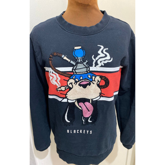 Men's Black Keys Hookah Goofy-Resembling Crew Neck Sweater - Black/Red Size Smal - Picture 2 of 11